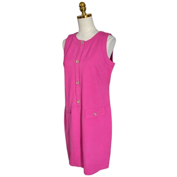 Talbots Women’s 12P Pink Ponte Shift Sheath Mini Dress Sleeveless Crew Neck - Picture 3 of 7